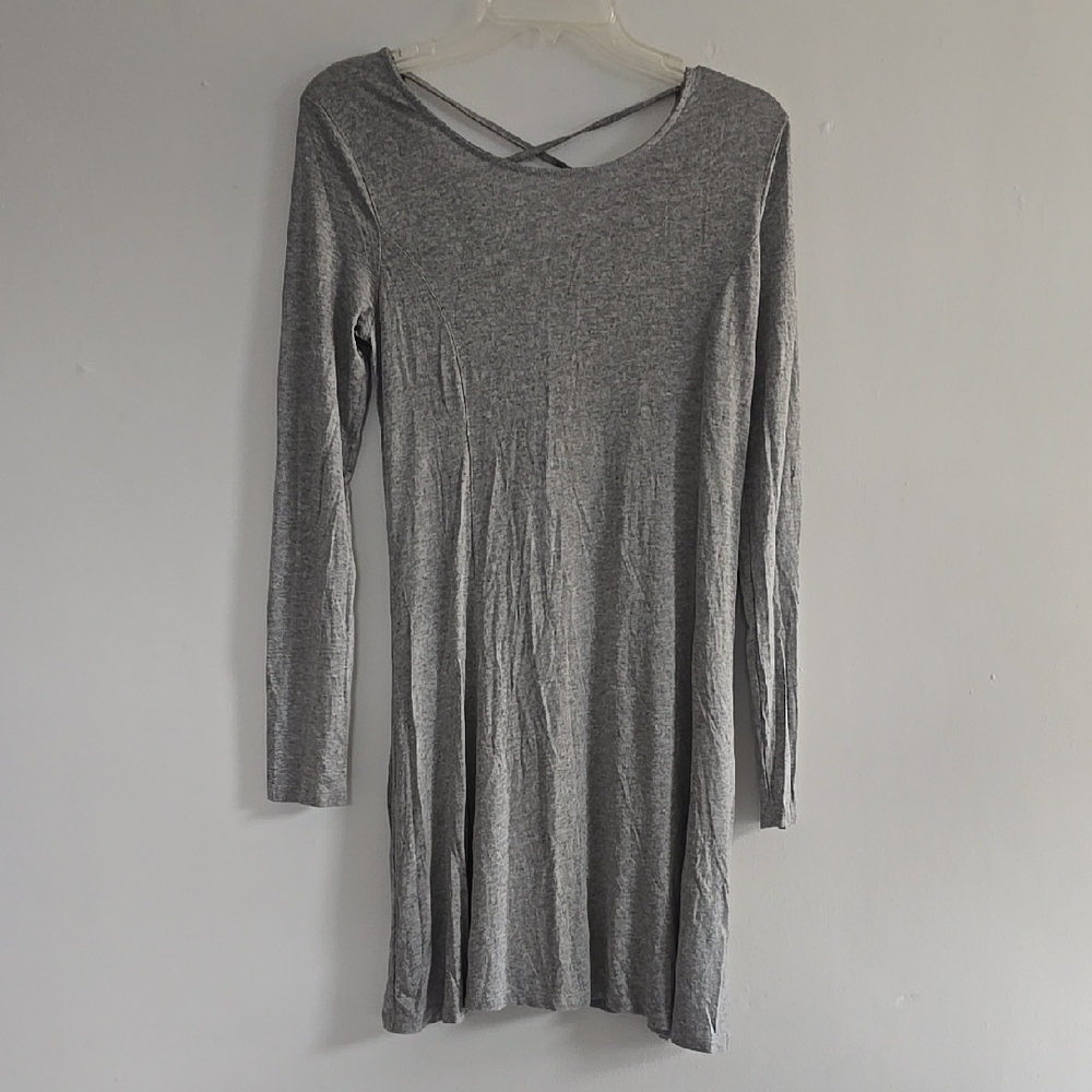 Forever 21 Gray Long Sleeve Dress with tie up back size XL